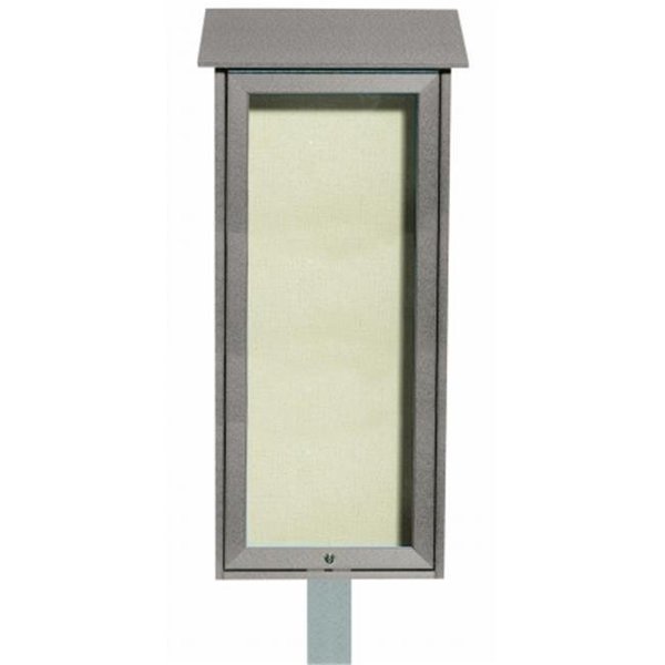 Aarco Aarco Products  Inc. OPLD3416SPP-2 Light Grey Slimline Series Top Hinged Single Door Plastic Lumber Message Center with Vinyl Posting Surface - Post Included - 34 in.H x 16 in.W OPLD3416SPP-2